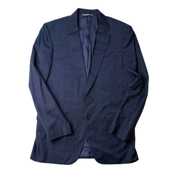 Canali Other - Canali Men’s Sport Coat 40R Navy Check Wool Cupro 2-Button Blazer Hole on Sleeve